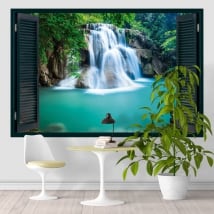 Vinilos ventana cascada huai mae khamin tailandia 3d