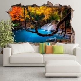 Vinilos decorativos cascada bosques de asia 3d