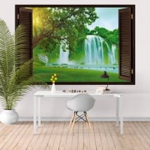 Vinilo ventana cataratas ban gioc detian 3d