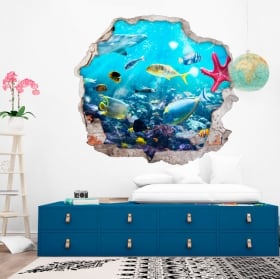Vinilos decorativos peces y estrella de mar 3d