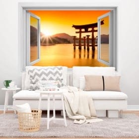 Vinilos jap&oacute;n torii flotante santuario itsukushima 3d