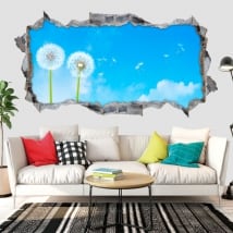 Vinilos decorativos flores diente de león 3d