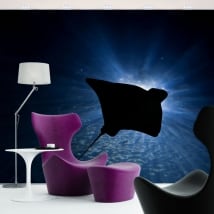 Fotomurales de vinilos mantarraya en el océano