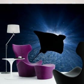 Fotomurales de vinilos mantarraya en el oc&eacute;ano