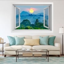 Vinilos ventanas atardecer naturaleza sri lanka 3d