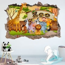 Vinilos decorativos zoo infantil 3d