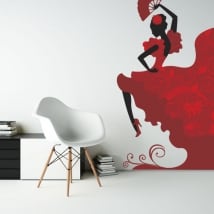 Vinilos decorativos silueta bailaora flamenco