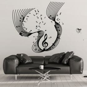 Vinilos decorativos pentagrama notas m&uacute;sica