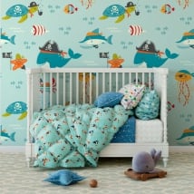 Fotomurales vinilos infantiles mundo marino