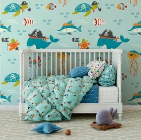 Fotomurales vinilos infantiles mundo marino