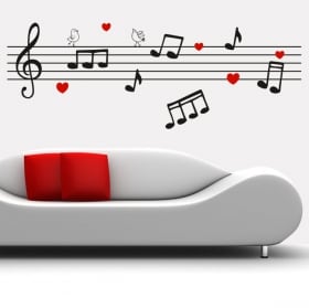 Vinilos decorativos y pegatinas pentagrama romántico
