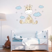 Vinilos para bebé jirafa nubes y estrellas