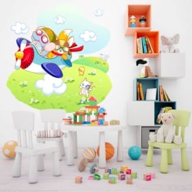 Pegatinas de vinilos infantiles viaje en avi&oacute;n