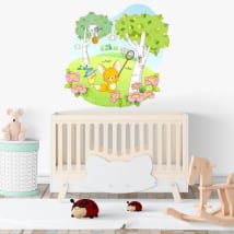 Vinilos y pegatinas infantiles animales en el bosque