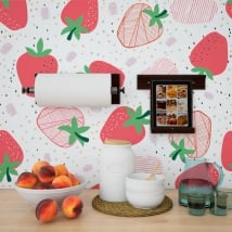 Fotomurales de vinilos fresas para decorar