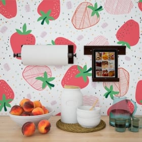 Fotomurales de vinilos fresas para decorar