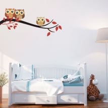 Vinilos para bebé rama de árbol con búhos infantiles