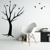Vinilos decorativos y pegatinas árbol seco con pájaros
