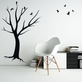 Vinilos decorativos y pegatinas árbol seco con pájaros