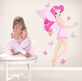 Pegatinas y vinilos infantiles hada con mariposas