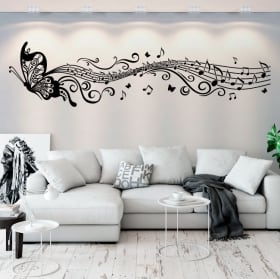 Vinilos decorativos mariposas y pentagrama música
