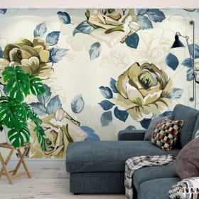 Murales de vinilos con flores para decorar