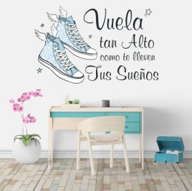 Vinilos decorativos frases motivación vuela alto