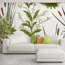Fotomurales de vinilos con flores y espadañas o typha