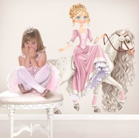 Vinilos decorativos infantiles princesa y caballo