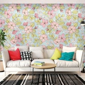 Fotomurales adhesivos con flores y mariposas