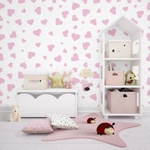 Fotomurales de vinilos adhesivos con corazones rosa