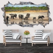 Vinilos decorativos y pegatinas elefantes 3d
