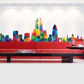 Vinilos y pegatinas skyline barcelona
