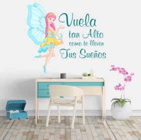 Vinilos frases motivadoras hada vuela alto