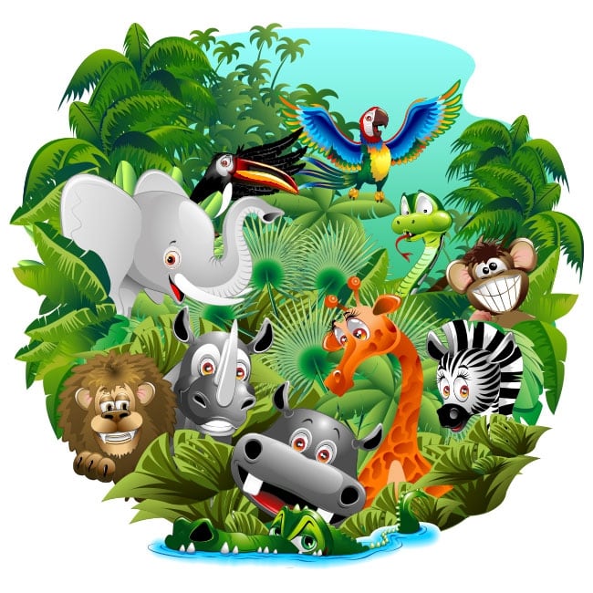 🥇 Vinilos decorativos y pegatinas infantiles animales en la selva 🥇