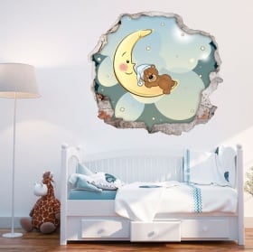 Vinilos decorativos infantiles osito dulces sue&ntilde;os 3d