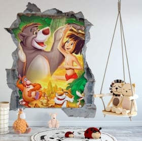 Vinilos paredes el libro de la selva agujero 3d