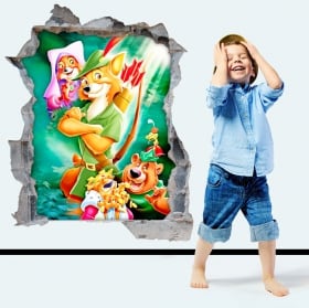 Vinilos pared robin hood agujero decorativo 3d