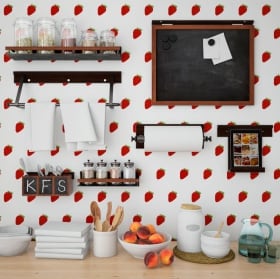 Fotomurales vinilos paredes cocinas fresas