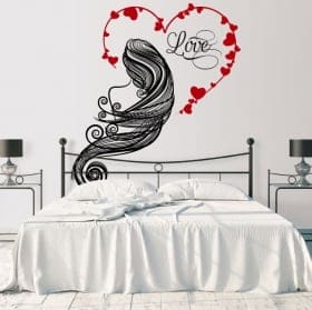 Vinilos paredes silueta mujer coraz&oacute;n love