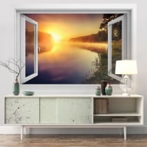 Vinilos paredes amanecer río neris lituania 3d