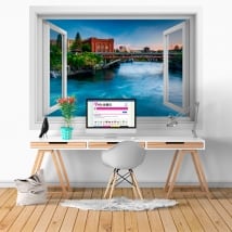 Vinilos paredes washington río spokane ventana 3d
