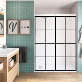 Vinilos mampara de baños recuadros bordes negros