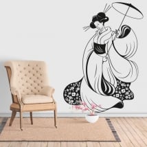 Vinilos decorativos silueta mujer japón