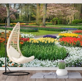 Fotomurales de vinilos jardín con flores