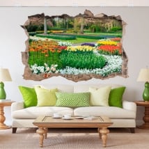 Vinilos 3d jardín con flores