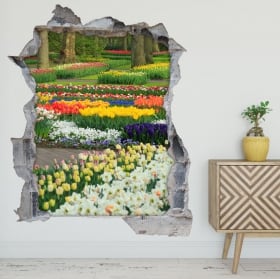 Vinilos y pegatinas jardín flores y tulipanes 3d
