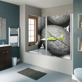 Vinilos decorativos mamparas baño piedras zen