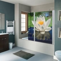 Vinilos y pegatinas mamparas baños flor de loto