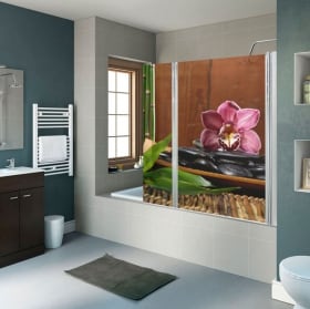 Vinilos para mamparas de baños decoración zen